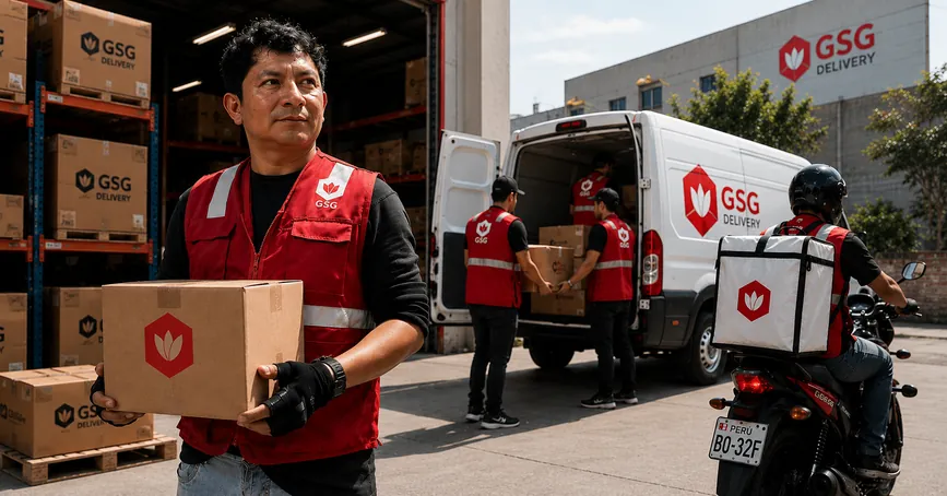 Equipo GSG cargando una van en el almacén